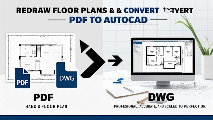 Gig Preview - Convert pdf to autocad and redraw floor plan