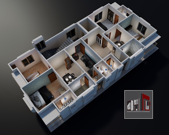 Gig Preview - Make premium detailed 3d plan for your house with rendering