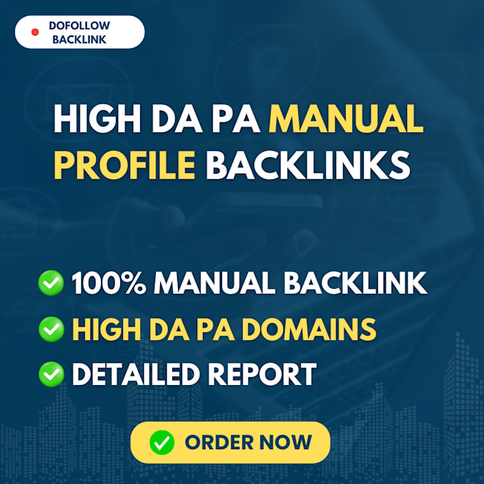 Gig Preview - Do manual high domain authority SEO profile backlinks