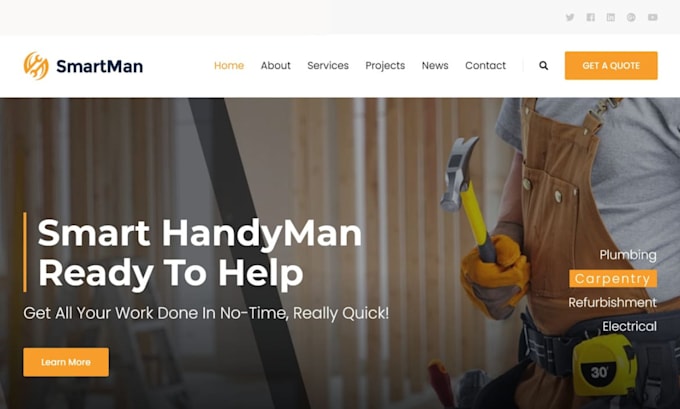 Gig Preview - Create handyman website, plumbing, roofing, home remodeling website