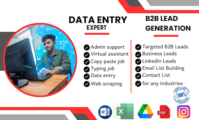 Gig Preview - Lead generation  data entry services quality leads  accurate data management