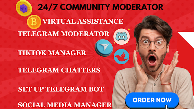 Bestseller - do meme coin telegram community moderator tiktok discord manager with 50 chatter