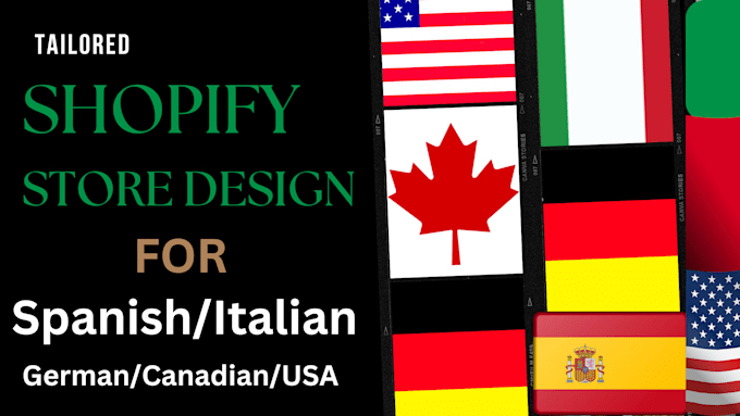 Gig Preview - Design a tailored italian, spanish, german, canadian, USA shopify website