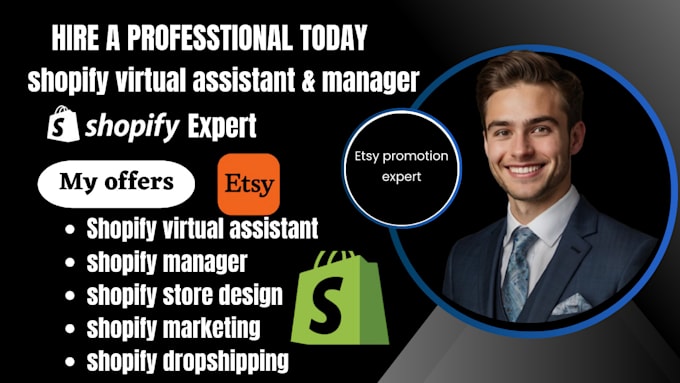 Gig Preview - Be your shopify virtual assistant, shopify store manager, shopify website design