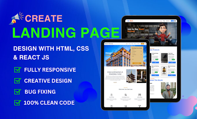 Gig Preview - Create responsive html landing page