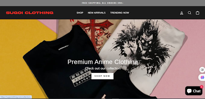 Gig Preview - Design anime clothing website anime shopify store manga dropshipping