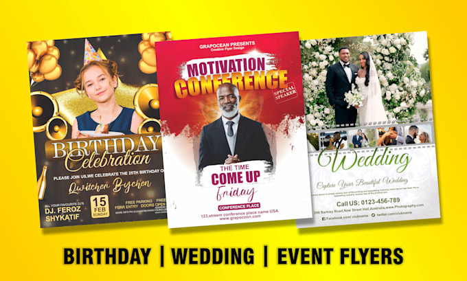 Gig Preview - Design birthday flyer wedding anniversary flyer and event