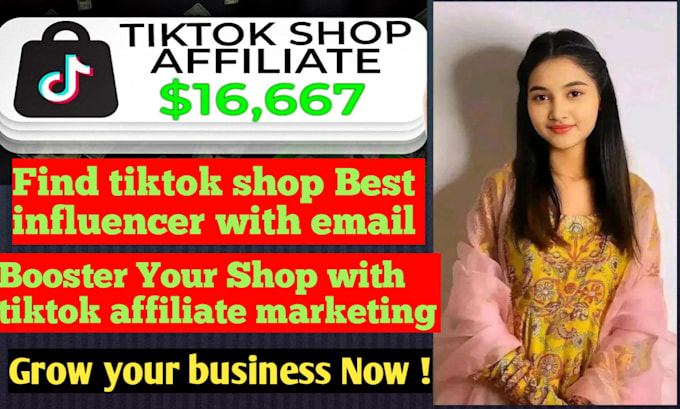 Gig Preview - Find best influencers of tiktok shop with emails , tiktok shop influencers