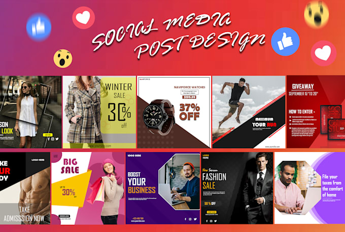 Gig Preview - Create bulk 50 social media posts design and banners for one month for