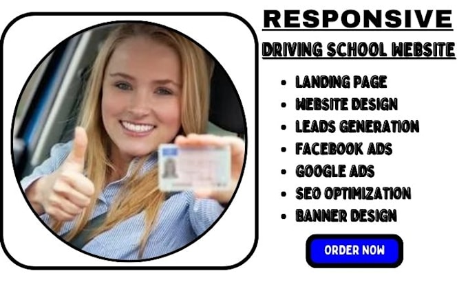 Gig Preview - Build responsive driving school website driving instructor landing page