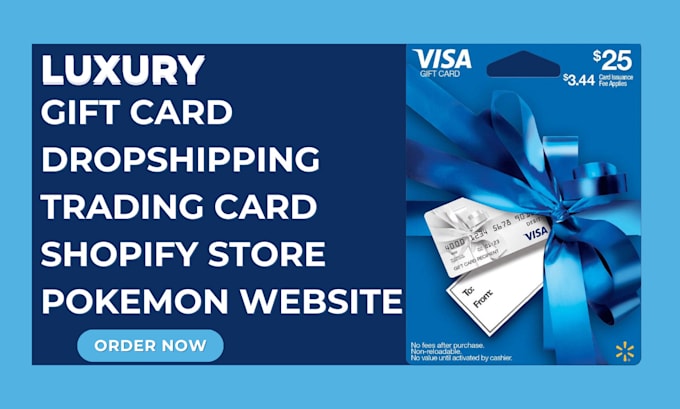 Gig Preview - Design luxury gift card dropshipping trading card shopify store pokemon website