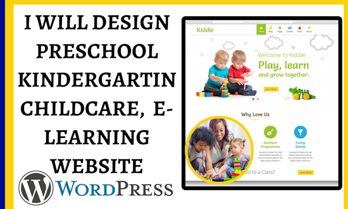 Gig Preview - Design preschool, kindergartin, childcare, daycare, elearning website for leads