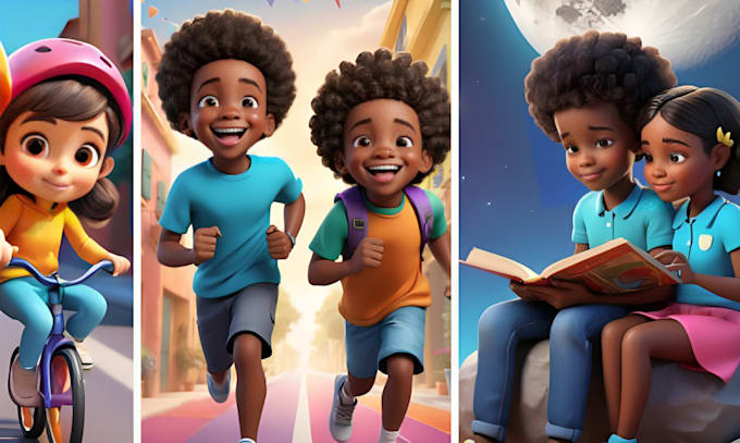 Gig Preview - Illustrate 3d children book illustration and african american kids book for KDP