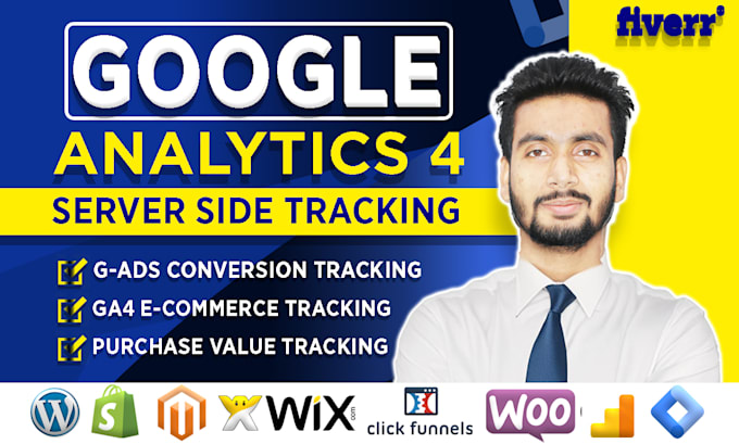 Gig Preview - Setup google analytics 4 ad conversion ga4 ecommerce server side tracking by GTM