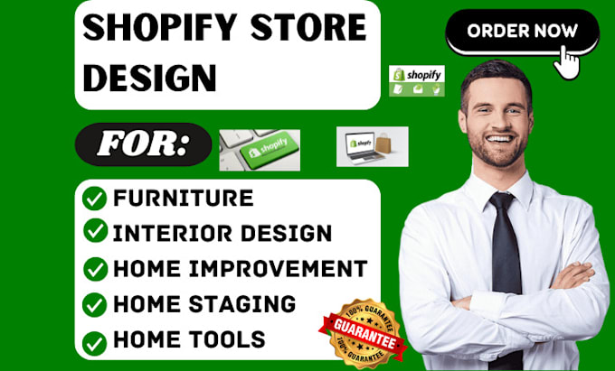 Gig Preview - Design furniture interior design home improvement staging shopify store website