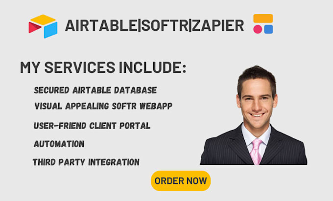 Gig Preview - Develop airtable database design, softr webapp, client portal and zapier