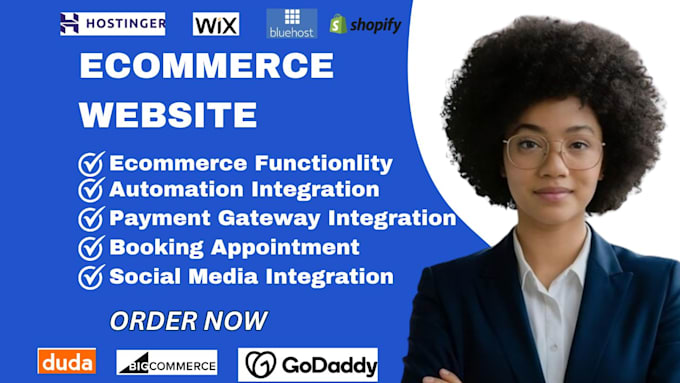 Gig Preview - Do ecommerce website hostinger bluehost duda godaddy bigcommerce wix squarespace