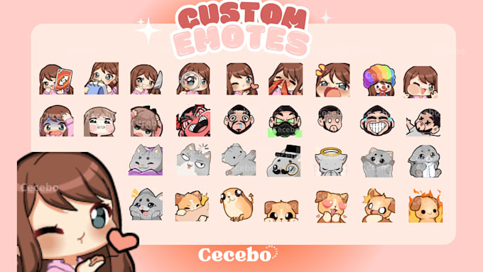 Gig Preview - Create custom cute chibi twitch emotes