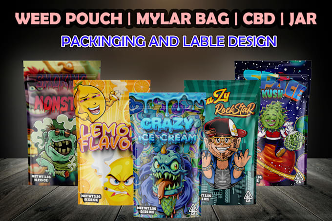 Gig Preview - Expert unique weed pouches, mylar bags, jar, cbd labels design