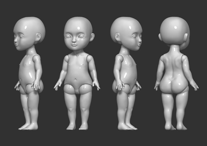 Gig Preview - Sculpt 3d bjd 3d doll toy design 3d articulated model for 3d printing