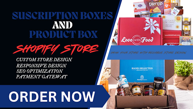 Gig Preview - Design shopify subscription boxes,  product box, subscription boxes website