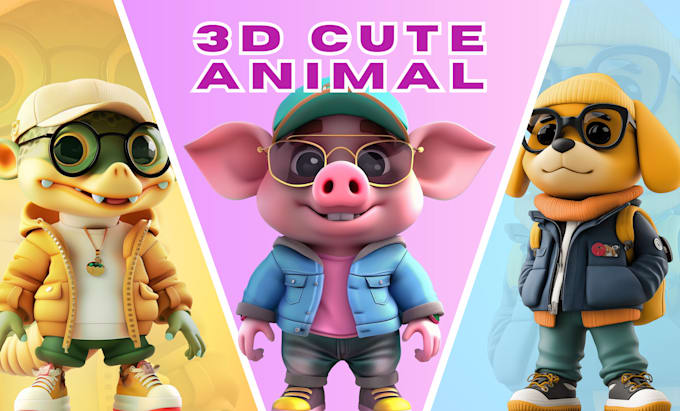 Gig Preview - Design 3d cute character, animal, mascot, cartoon character for 3d print or game