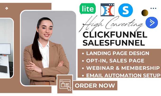 Gig Preview - Clickfunnels sales funnel landing page, mailerlite, systeme io, active campaign