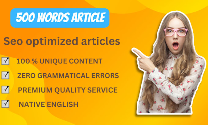 Gig Preview - Write captivating 500 words SEO optimized high quality articles