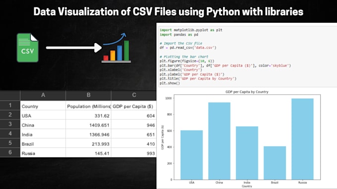 Gig Preview - Create business data visualizations using CSV files and python