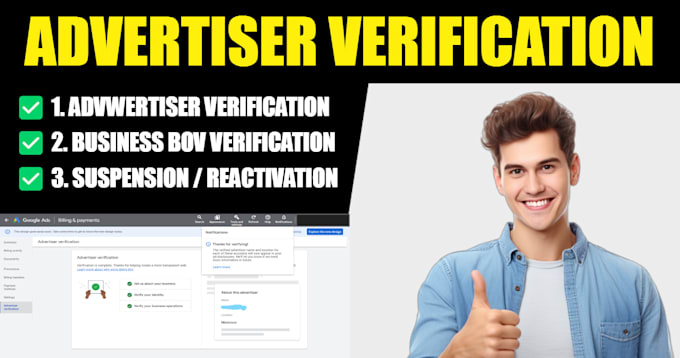 Gig Preview - Do google ads advertiser verification within one day