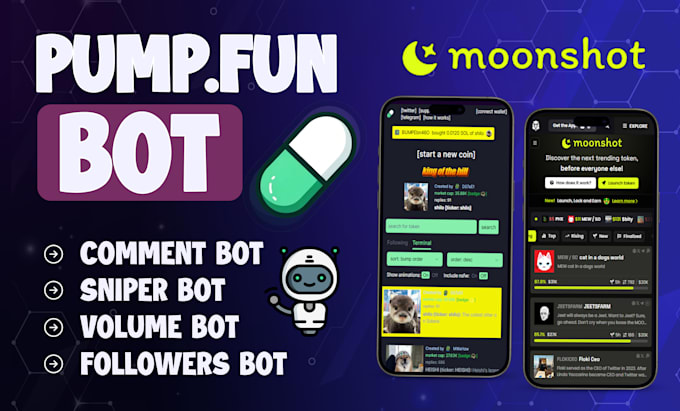 Bestseller - create volume bot and bundler bot for moonshot, pumpfun, sunpump on solana, tron