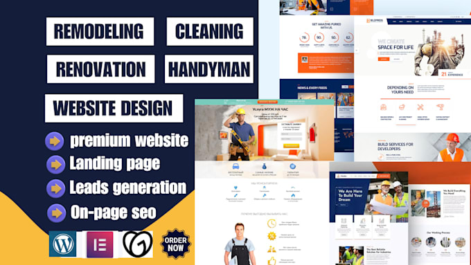 Gig Preview - Design home remodeling website, renovation, handyman, cleaning service website