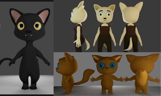 Gig Preview - 3d animal character model cartoon character 3d low poly model animal animation