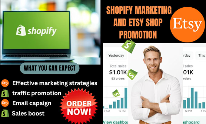 Gig Preview - Do shopify dropshipping store marketing  etsy promotion ecommerce marketing SEO