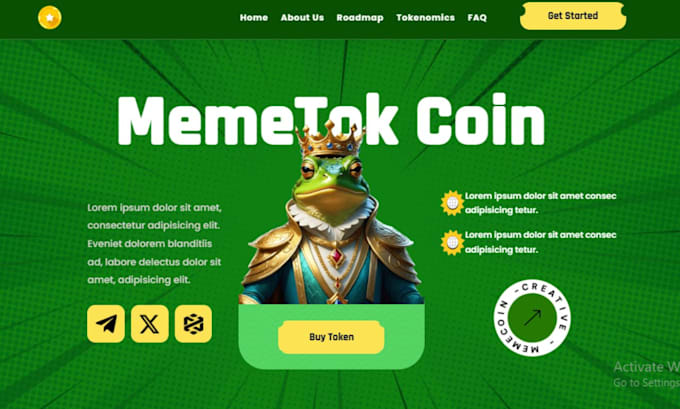 Gig Preview - Meme coin website meme website crypto website crypto meme coin website meme coin