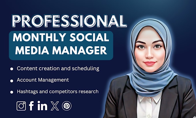 Gig Preview - Be your professional monthly social media manager,content creator to design post