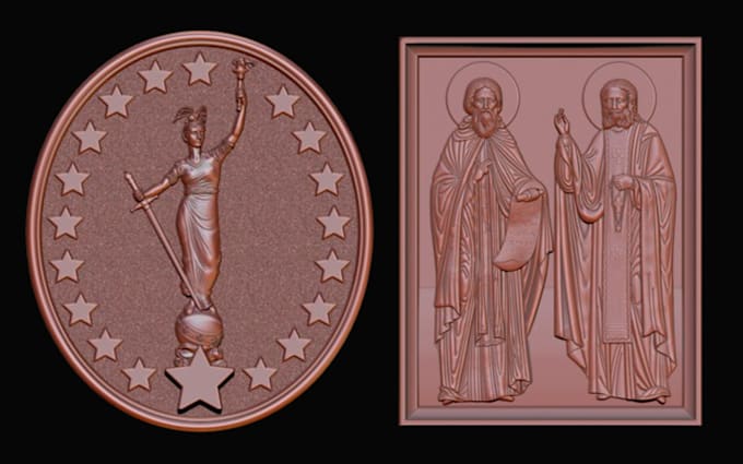 Gig Preview - Sculpt 3d coin model, bas relief, medal, wood cnc, 3d printing, zbrush, blender