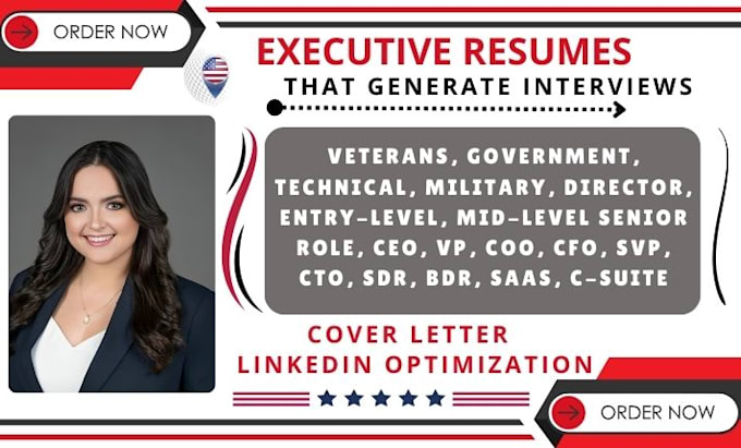 Gig Preview - Write a CEO executive resume, director, cover letter and linkedin profile