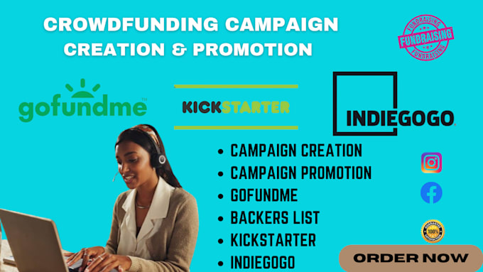 Gig Preview - Create and advertise your crowdfunding campaign kickstarter gofundme indiegogo