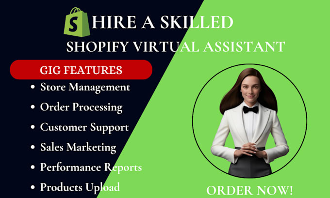 Gig Preview - Shopify virtual assistant shopify store manager shopify sales marketing expert