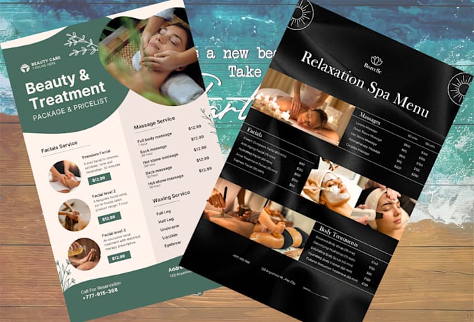 Gig Preview - Design a menu for your spa