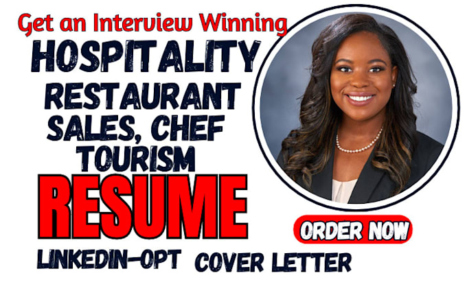 Gig Preview - Write ats hospitality, restaurant, sales, bartender, chef, tourism resume