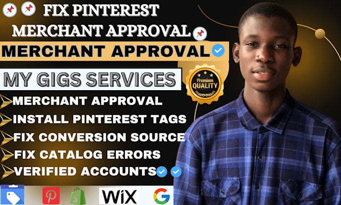 Gig Preview - Setup or fix pinterest tags fix catalog errors and merchant approval