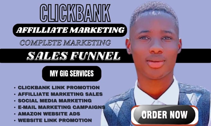 Gig Preview - Promote affiliate marketing sales funnel clickbank amazon website sales