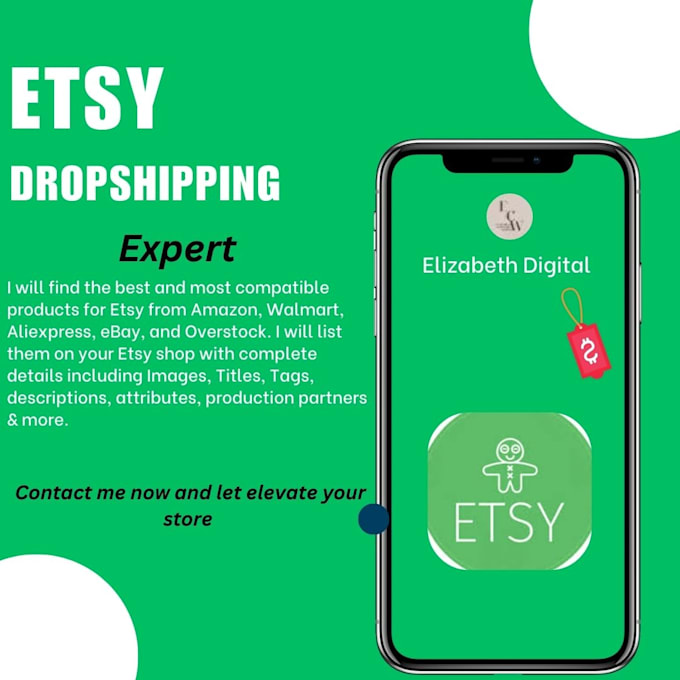 Gig Preview - Use dropshipping to list products on your etsy store as an expert