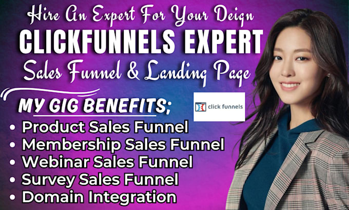 Gig Preview - Do clickfunnels sales funnel, clickfunnel landing page, clickfunnels, systeme io