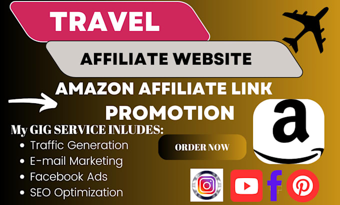 Gig Preview - Promote autopilot travel affiliate website amazon affiliate link promotion