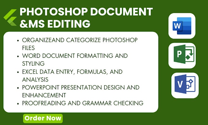 Gig Preview - Create photoshop document management, ms editing for you