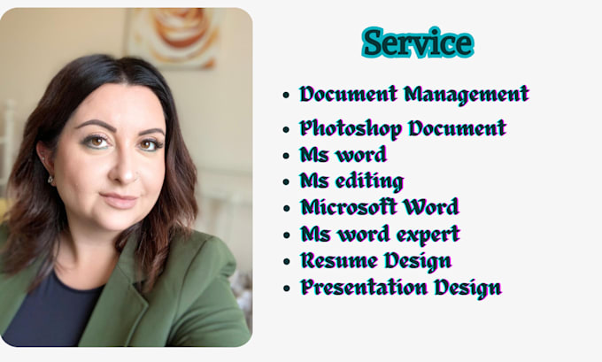 Gig Preview - Do  photoshop document management, ms word, ms editing,