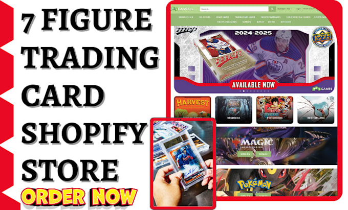 Gig Preview - Build trading card shopify pokeman board games store sport trading card website